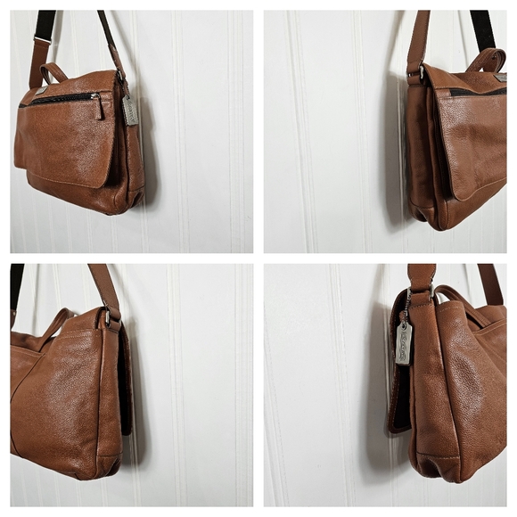 Coach Transatlantic Messenger Bag Brown Pebbled Leather Unisex Crossbody - Picture 8 of 16